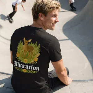 Rehmigration T-Shirt schwarz Druck hinten Größen S,M, L