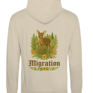 Lagerartikel Rehmigration Hoodie natural Druck hinten