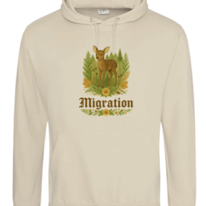 Lagerartikel Rehmigration Hoodie natural Druck vorne
