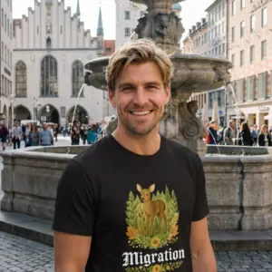Rehmigration T-Shirt schwarz Druck vorne