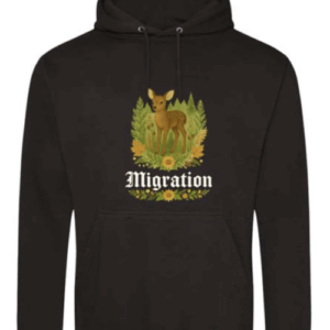 Lagerartikel Rehmigration Hoodie schwarz Druck vorne