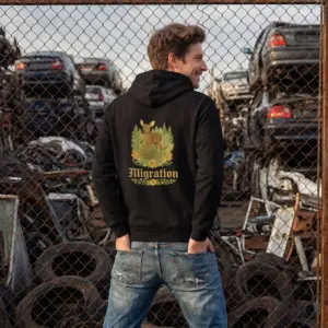 Rehmigration Hoodie schwarz Druck hinten